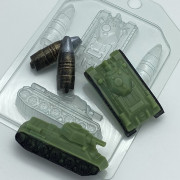 Пластиковая форма для мыла и шоколада Т-34 боком