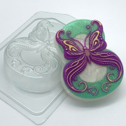Пластиковая форма для мыла и шоколада ​8 Марта- Бабочка в завитушках