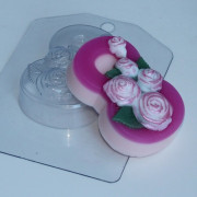 Пластиковая форма для мыла и шоколада 8 Марта-Розы по диагонали
